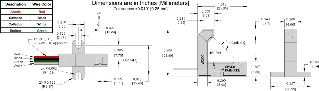 Optek / TT Electronics OPB420 Series Slotted Optical Switches