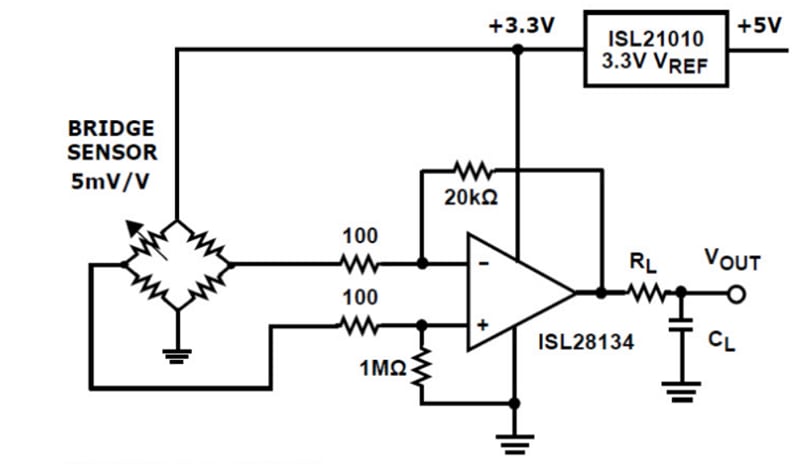 Schematic - Renesas Electronics ISL28134 Rail-to-Rail Op Amp