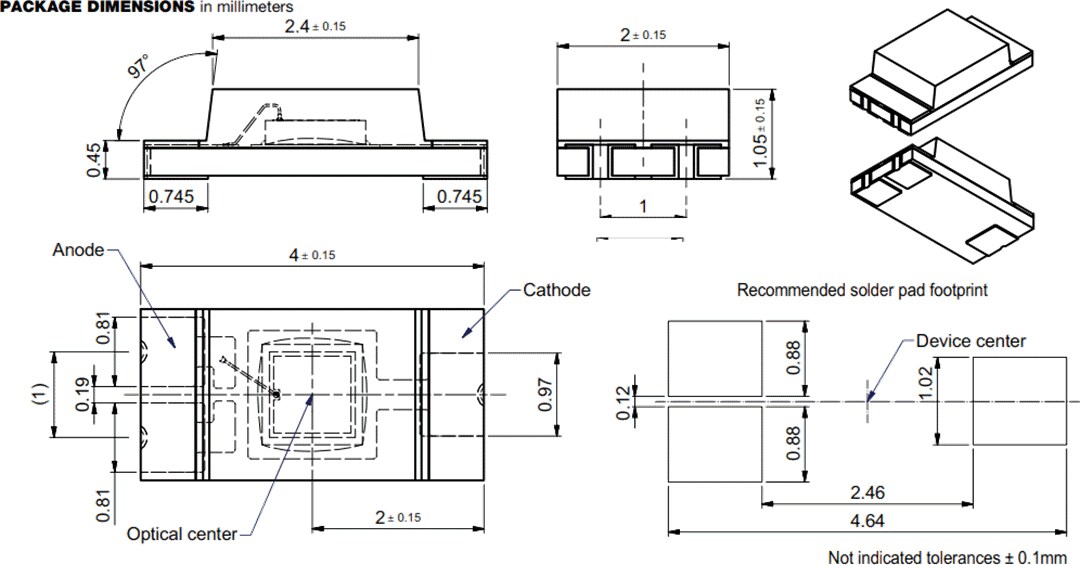 Mechanical Drawing - Vishay VEMD6010X01 & VEMD6110X01 Silicon PIN Photodiodes