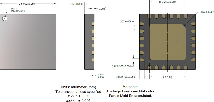 Mechanical Drawing - Qorvo TGA2830 & TGA2975 GaN Power Amplifiers