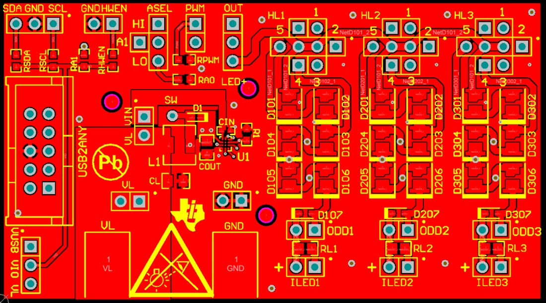 Mechanical Drawing - Texas Instruments LM36923HEVM White LED Driver Evaluation Module