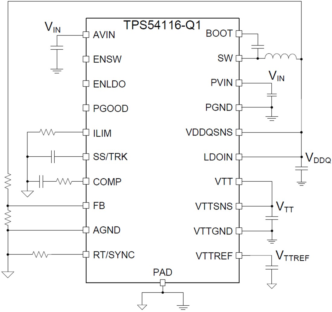 Schematic - Texas Instruments TPS54116-Q1 Synchronous Step-Down Converters