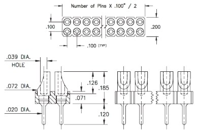 Mill-Max 380 & 480 Low Profile Solder Cup Headers