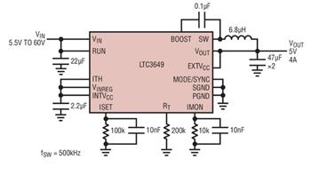 Application Circuit Diagram - Analog Devices Inc. LTC36xx/LTC7149 Series Step-Down Buck Regulators
