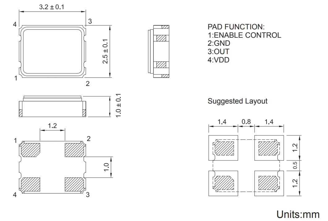 TXC 7X 3.2 x 2.5mm SMD CMOS CXO Oscillators