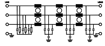 Schematic - Astrodyne TDI RP359 3-Phase Delta Compact EMI Power Line Filters