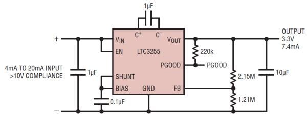 Application Circuit Diagram - Analog Devices Inc. LTC3255 Inductorless Charge Pump Converters
