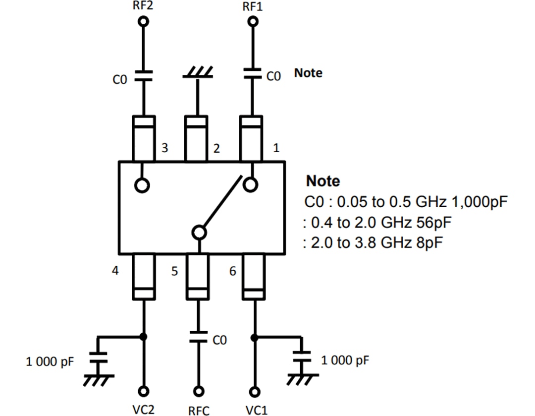 Application Circuit Diagram - CEL CG2409M2 GaAs MMIC SPDT RF Switch