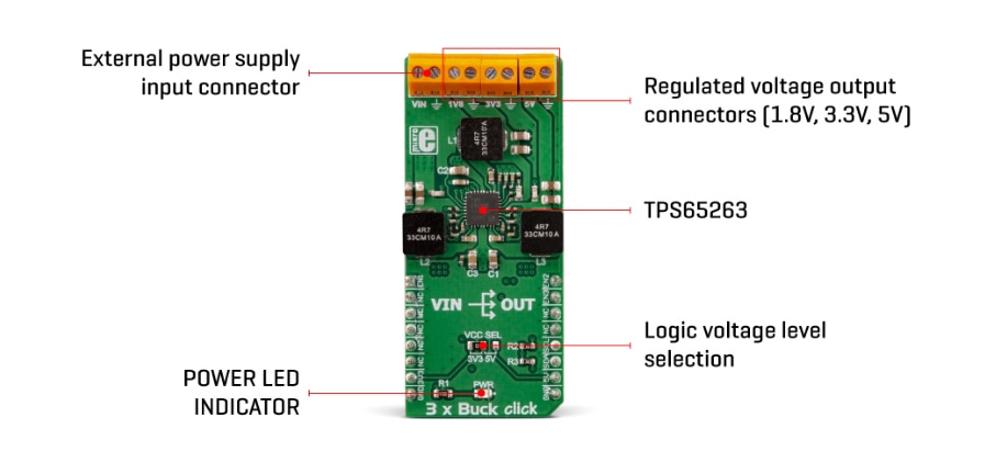 Location Circuit - Mikroe MIKROE-3201 3xBuck click