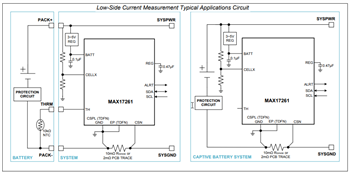 Application Circuit Diagram - Analog Devices / Maxim Integrated MAX17261 Fuel Gauge ICs