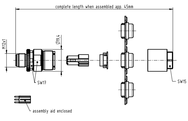 Mechanical Drawing - HARTING M12 INOX Connectors