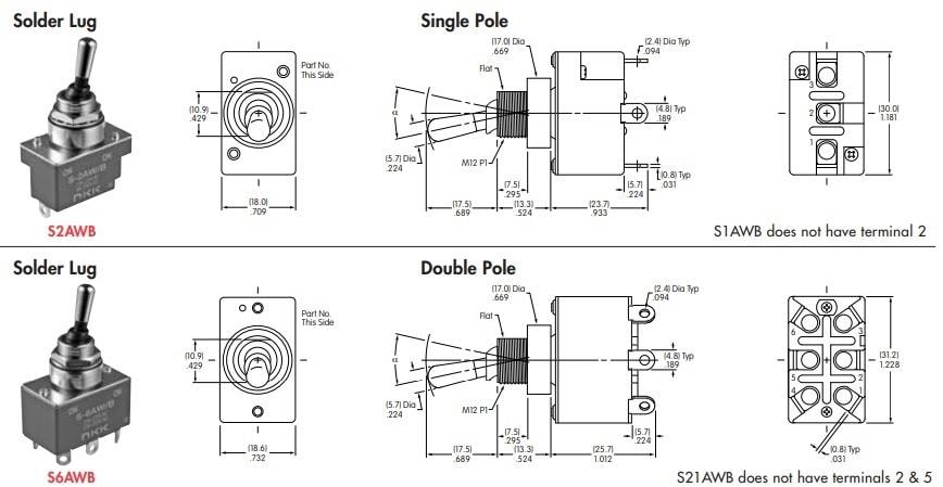 NKK Switches S-Series Dual Seal Toggle Switches