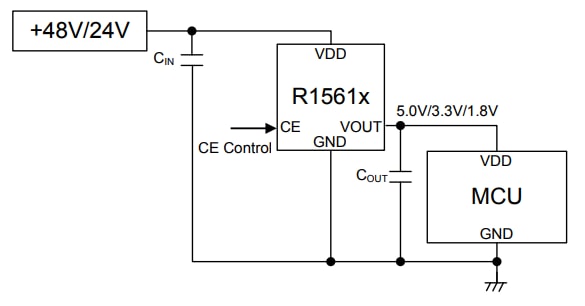 Application Circuit Diagram - Nisshinbo R1561 Voltage Regulators