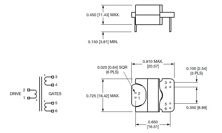 Mechanical Drawing - Vishay MGDT Miniaturized Gate Drive Planar Transformers