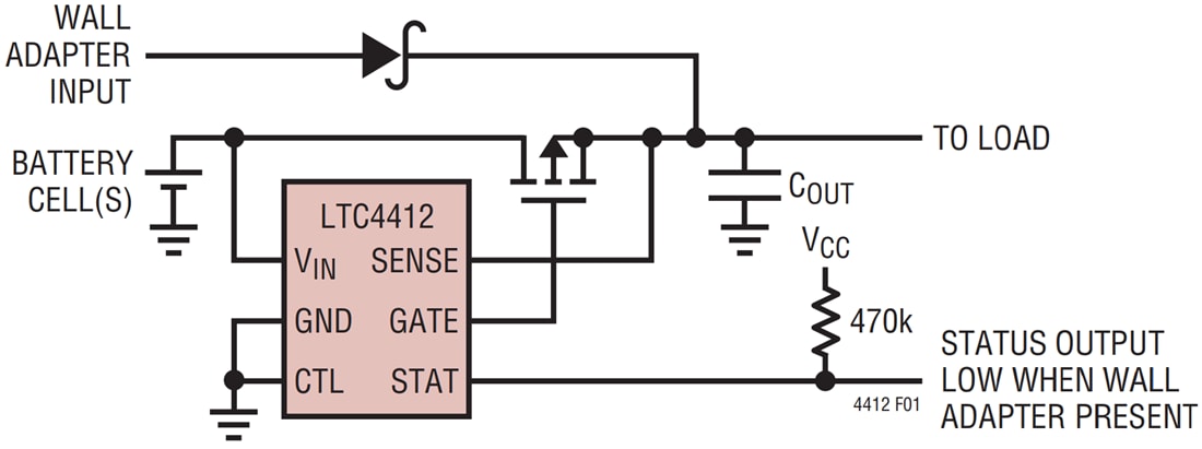 Application Circuit Diagram - Analog Devices Inc. LTC4412 Low Loss PowerPath™ Controller