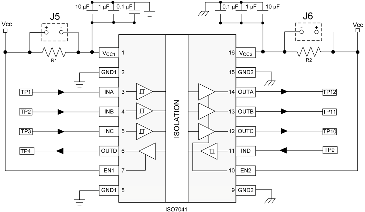 Block Diagram - Texas Instruments ISO7041DBQEVM Isolator Evaluation Module (EVM)