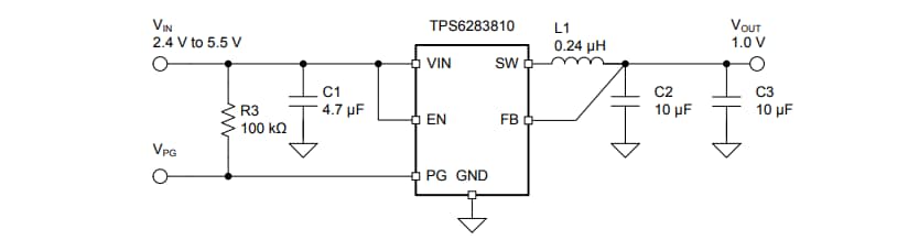 Application Circuit Diagram - Texas Instruments TPS6283810 3A Step-Down Converters