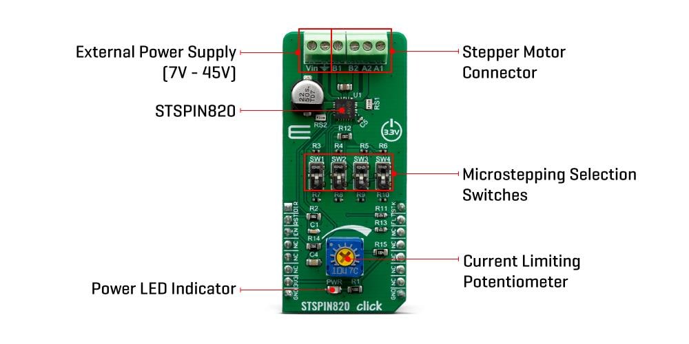 Mikroe MIKROE-3544 STSPIN820 Click