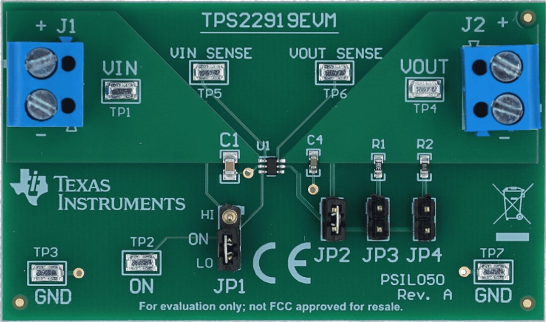 Block Diagram - Texas Instruments TPS22919EVM Load Switch Evaluation Module (EVM)