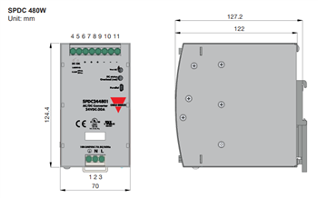 Mechanical Drawing - Carlo Gavazzi SPDC Single Phase Power Supplies