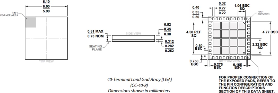 Mechanical Drawing - Analog Devices Inc. ADMV4530 Upconverter with Int. PLL+VCO (27-31GHz)