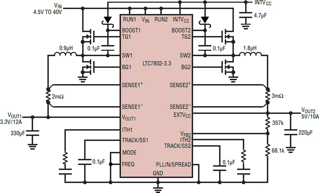 Application Circuit Diagram - Analog Devices Inc. LTC7802 & LTC7802-3.3 Step-Down Controllers