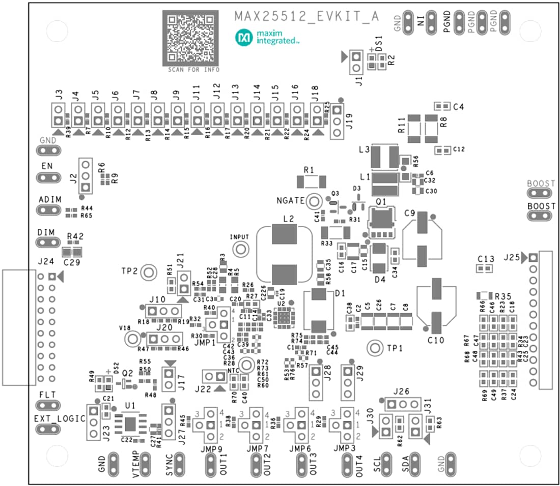 Mechanical Drawing - Analog Devices / Maxim Integrated MAX25512EVKIT LED Driver Evaluation Kit