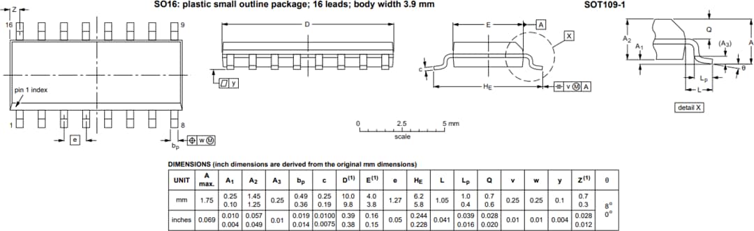 Mechanical Drawing - NXP Semiconductors TEA2209T Active Bridge Rectifier Controller