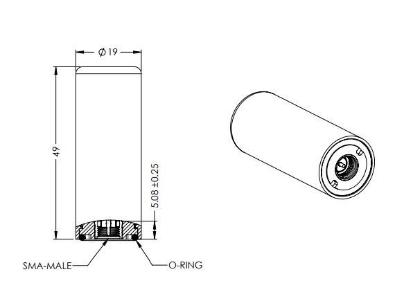 Mechanical Drawing - Maxtena M1580HCT-P-SMA Passive Antenna