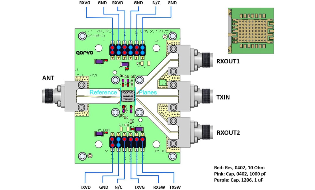 Mechanical Drawing - Qorvo QPM2637 Evaluation Board