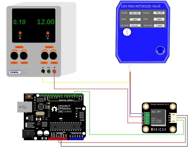 Application Circuit Diagram - DFRobot FIT0617 Solenoid Valve