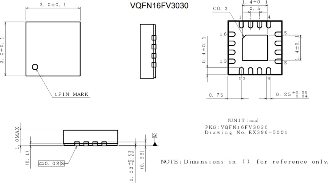 Mechanical Drawing - ROHM Semiconductor BD9S Series Automotive Buck DC-DC Converters