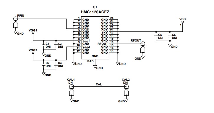 Schematic - Analog Devices Inc. HMC1126-EVALZ Evaluation Board