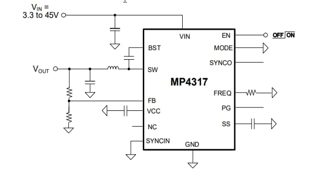 Application Circuit Diagram - Monolithic Power Systems (MPS) MP4317 Synchronous Step-Down Converters