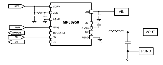 Application Circuit Diagram - Monolithic Power Systems (MPS) MP86950 Intelli-Phase™ Solution