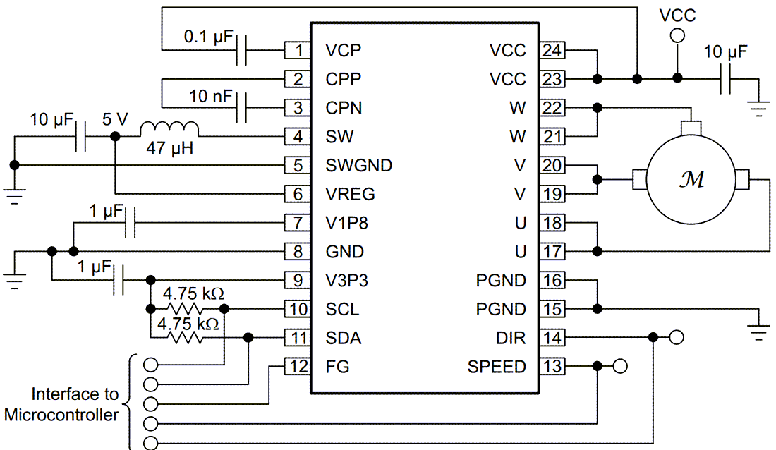 Schematic - Texas Instruments DRV10982-Q1 Sensorless BLDC Motor Driver