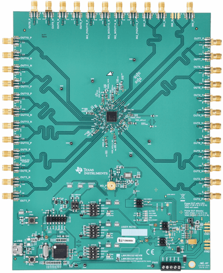 Mechanical Drawing - Texas Instruments LMK5B33414EVM Evaluation Module
