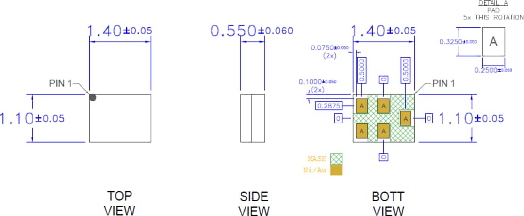 Mechanical Drawing - Qorvo QPQ1041Q Automotive Band-41 BAW Filter
