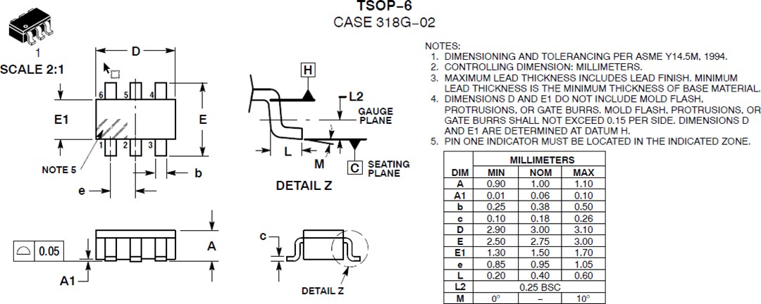 Mechanical Drawing - onsemi NCP1623 CrM Power Factor Controller