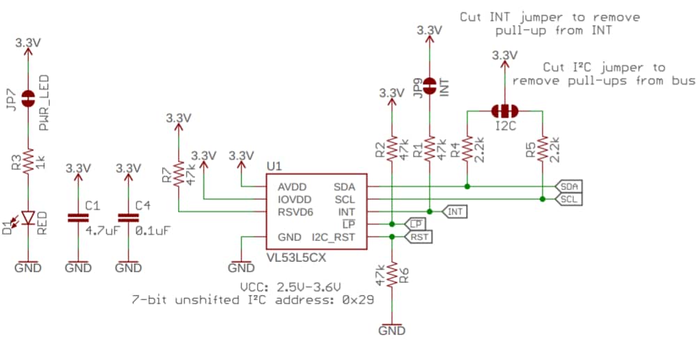 Schematic - SparkFun Qwiic Mini ToF Imager - VL53L5CX