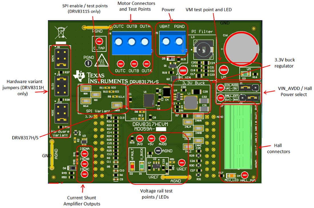 Mechanical Drawing - Texas Instruments DRV8317HEVM Driver Evaluation Module (EVM)