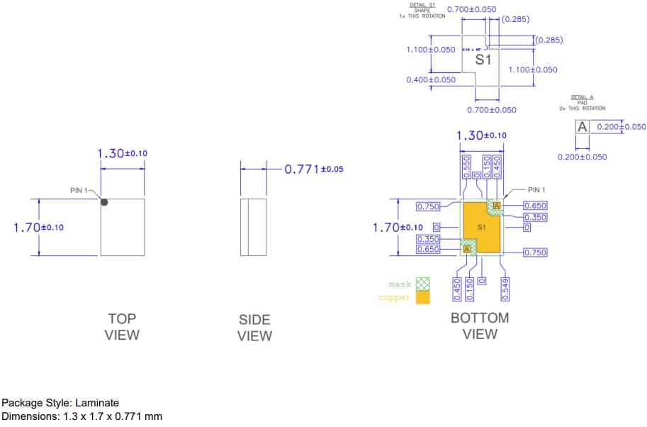 Mechanical Drawing - Qorvo QPQ5601 Wi-Fi® U-NII 5 to 8 bandBoost™ Filters
