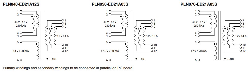 Schematic - Bourns PLN Planar Transformers