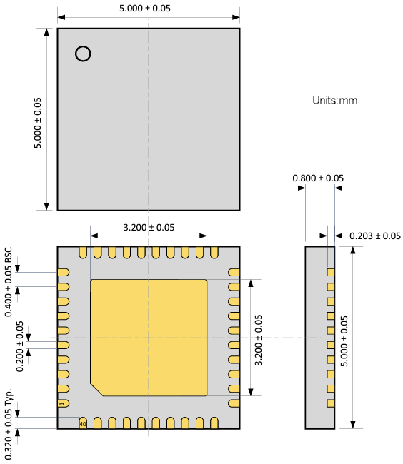 Mechanical Drawing - e-peas AEM00330 Ambient Energy Manager