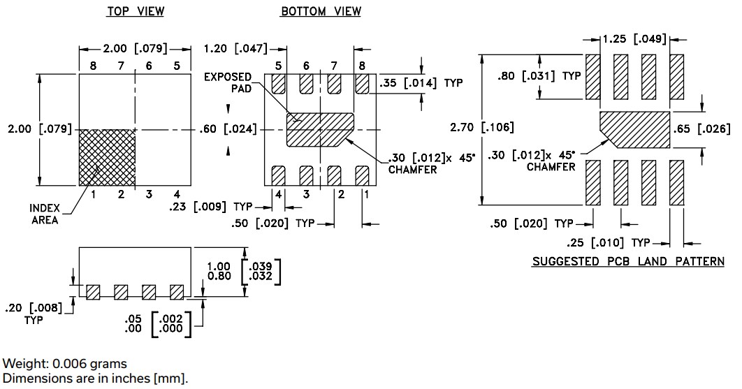 Mechanical Drawing - Mini-Circuits PMA2-162LNA+ SMT Low Noise Amplifier