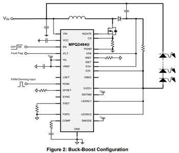 Application Circuit Diagram - Monolithic Power Systems (MPS) MPQ2484U LED Controllers