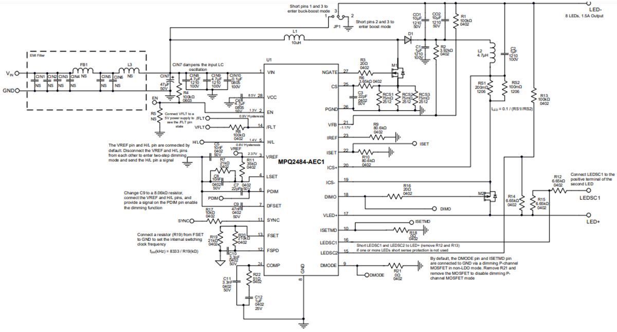 Schematic - Monolithic Power Systems (MPS) EVQ2484-F-00A Evaluation Board
