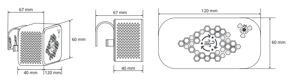 Mechanical Drawing - Terabee Air Quality SB5 Monitor