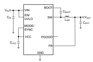 Schematic - Texas Instruments LMR36503E-Q1 Step-Down DC-DC Converters