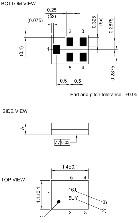 Mechanical Drawing - Qualcomm RF360 B8389 SAW RF Filter